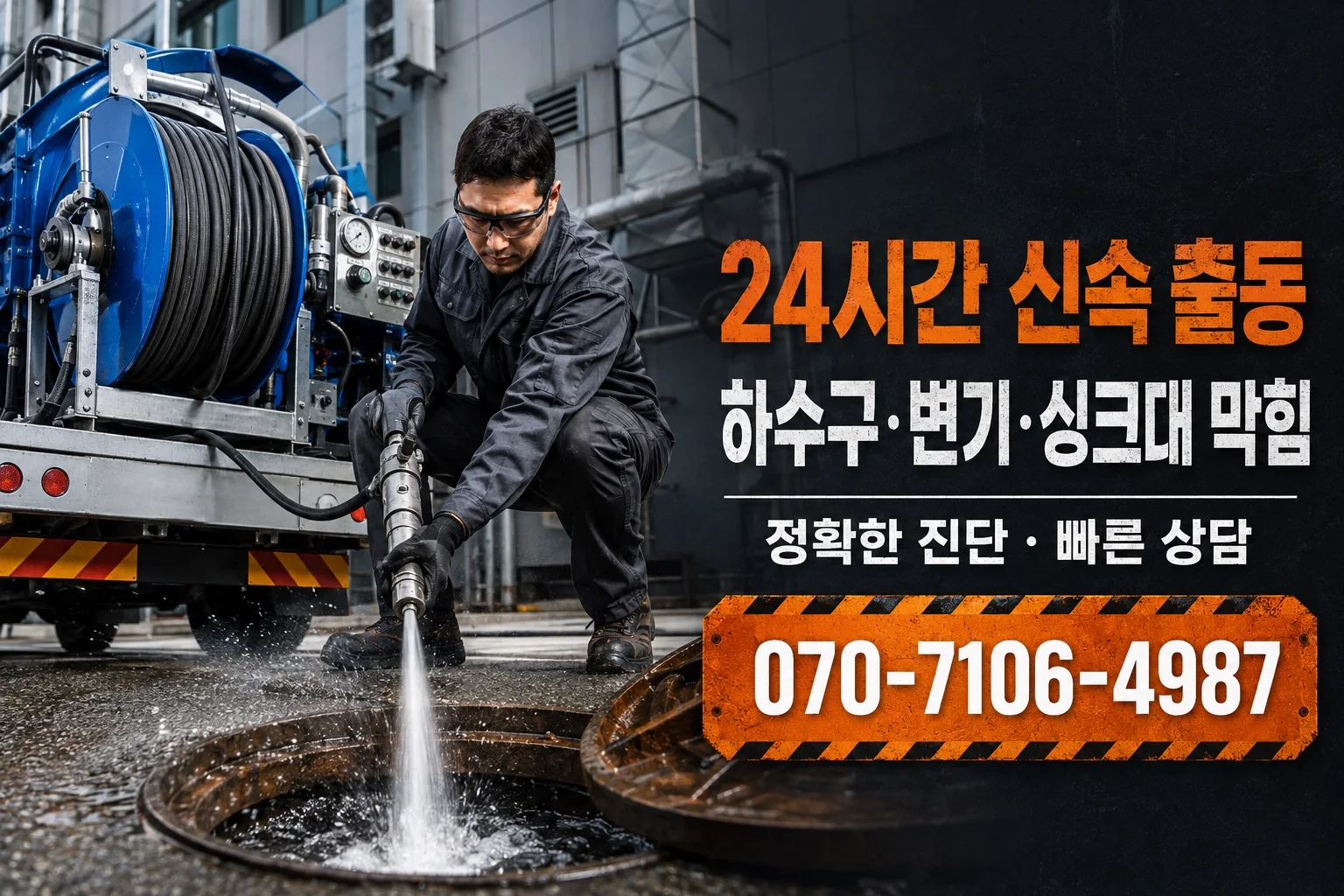 새롬배관 산업용 하수구 고압세척 서비스 안내
